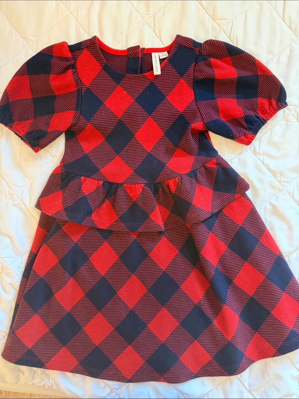 Janie & Jack Red & Navy Check Dress